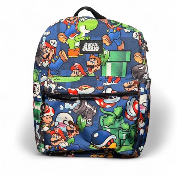 Super Mario Nintendo Backpack 2019 All Over Print Kids School Bag Mario Luigi - Picture 1 of 8